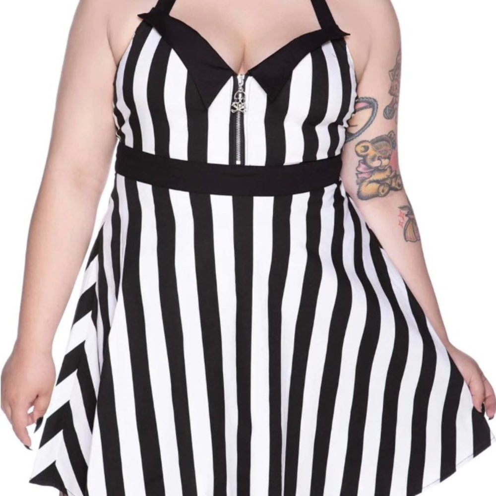 Killstar Black and White Striped Mini Dress